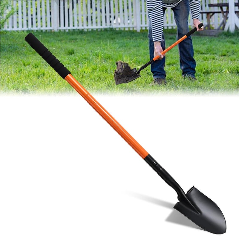TwinkleTool Small Shovel for Digging with Metal Handle, 43.7 Inch Heavy Duty Garden Shovel, Trench Shovels Ideal for Digging Gardening Trenching Planting Camping Transferring Scooping, Orange - Image 1